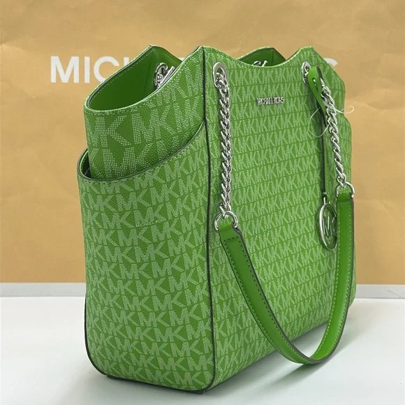 Michael Kors Jet Set Large Signature Logo Chain Shoulder Tote Bag
Jungle Green - Picture 3 of 16